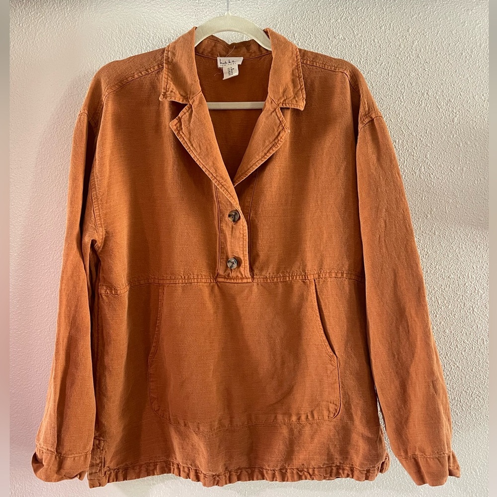 Terracotta Brown Rust Linen Blend Blouse